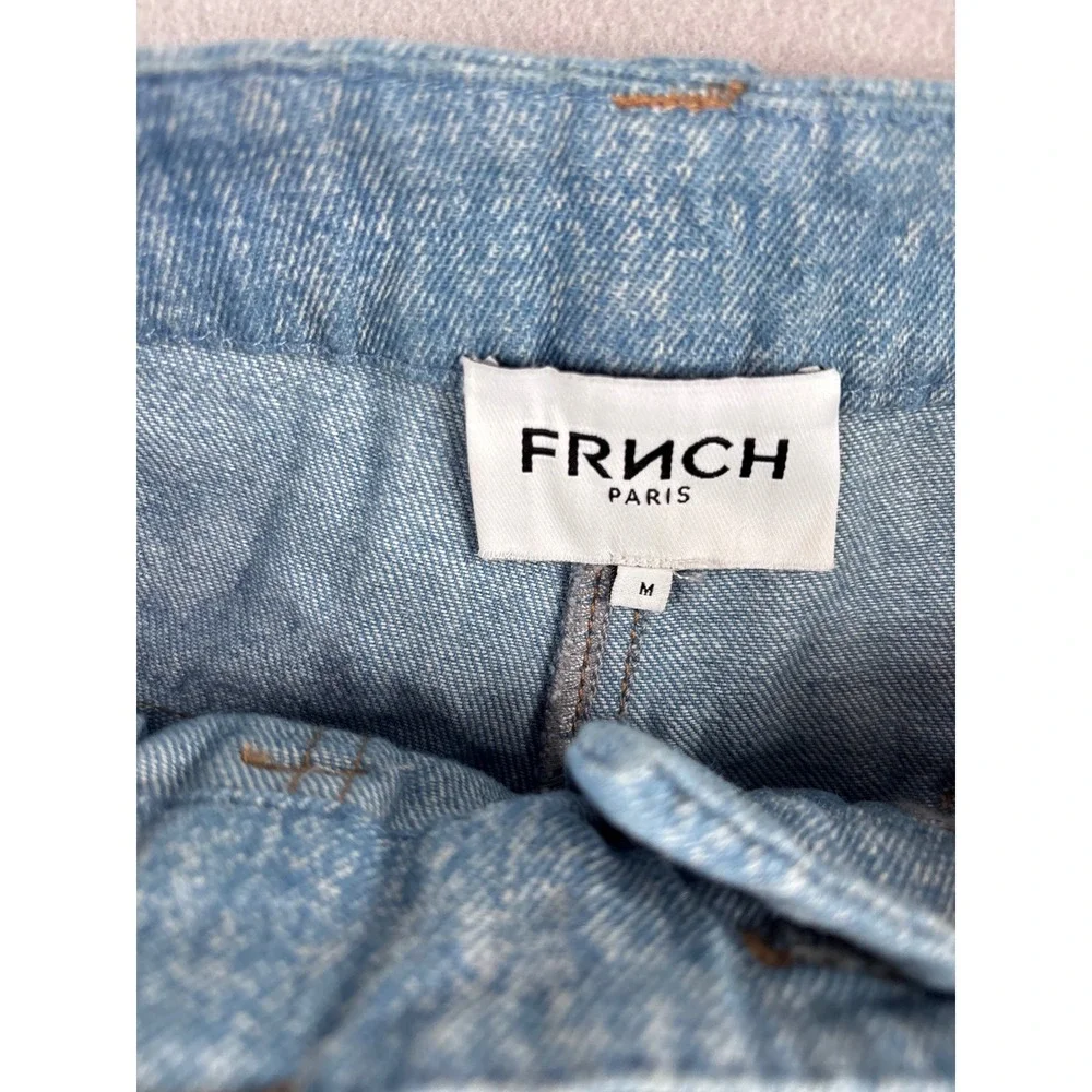 FRNCH Paris Womens High Waisted Raw Hem Denim Shorts Blue Size M F11994